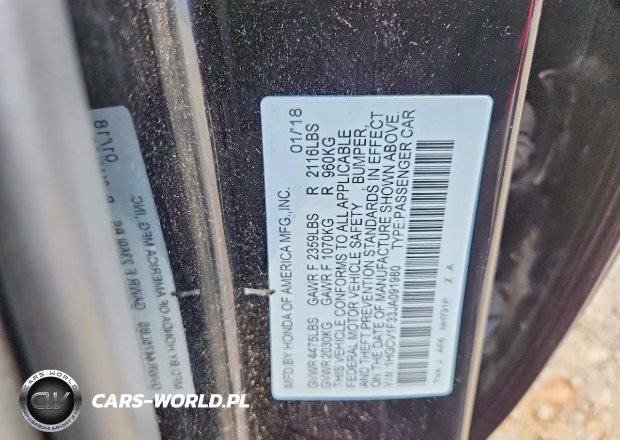2018 Honda Accord Sport VIN:1HGCV1F33JA091980 - 12