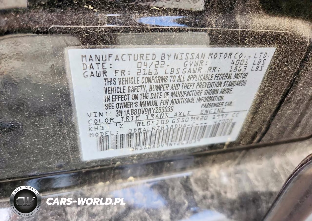 2022 Nissan Sentra Sr VIN:3N1AB8DV9NY263039 - 13