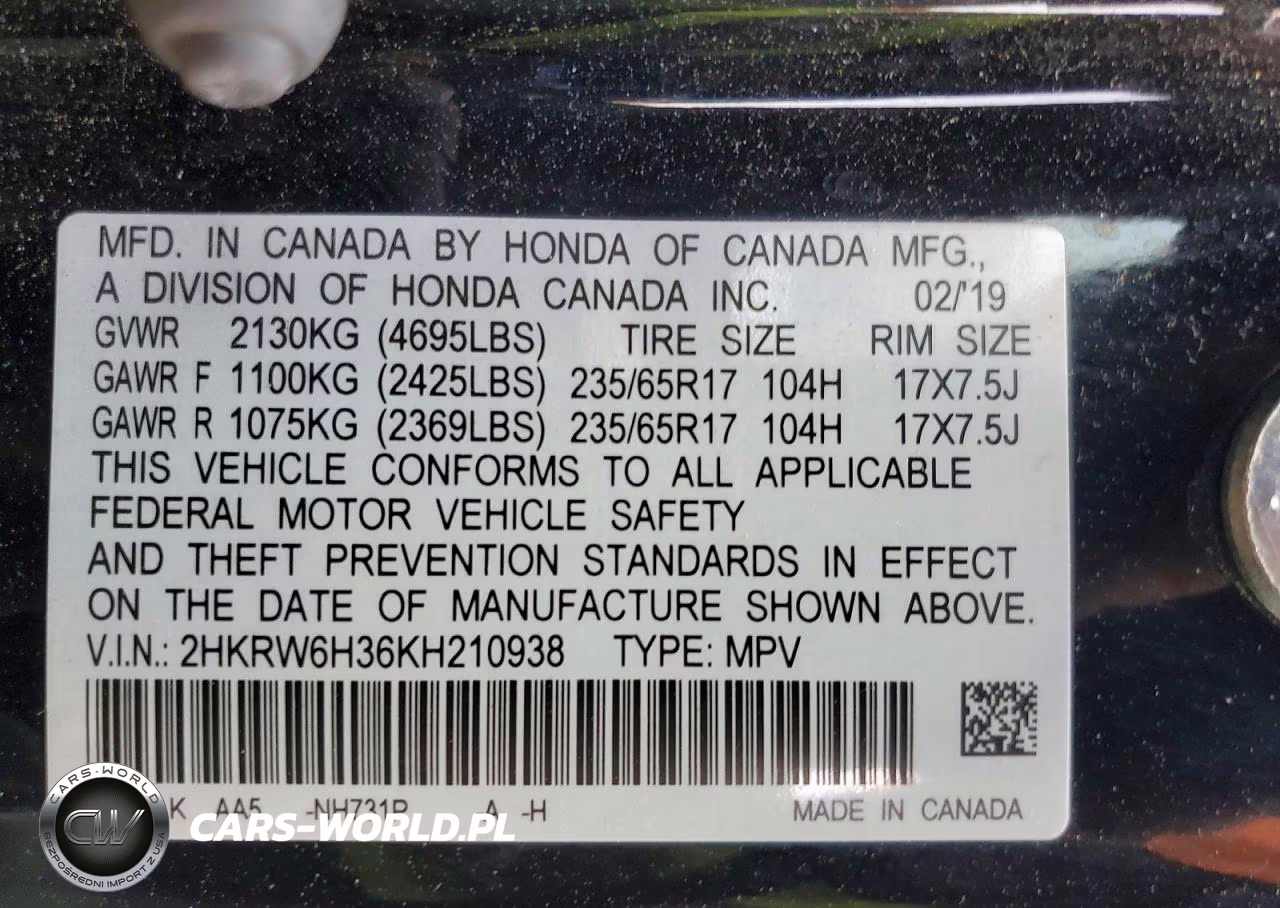 2019 Honda Cr-V Lx VIN:2HKRW6H36KH210938 - 14