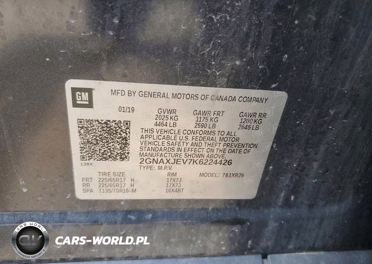 2019 Chevrolet Equinox Lt VIN:2GNAXJEV7K6224426 - 13