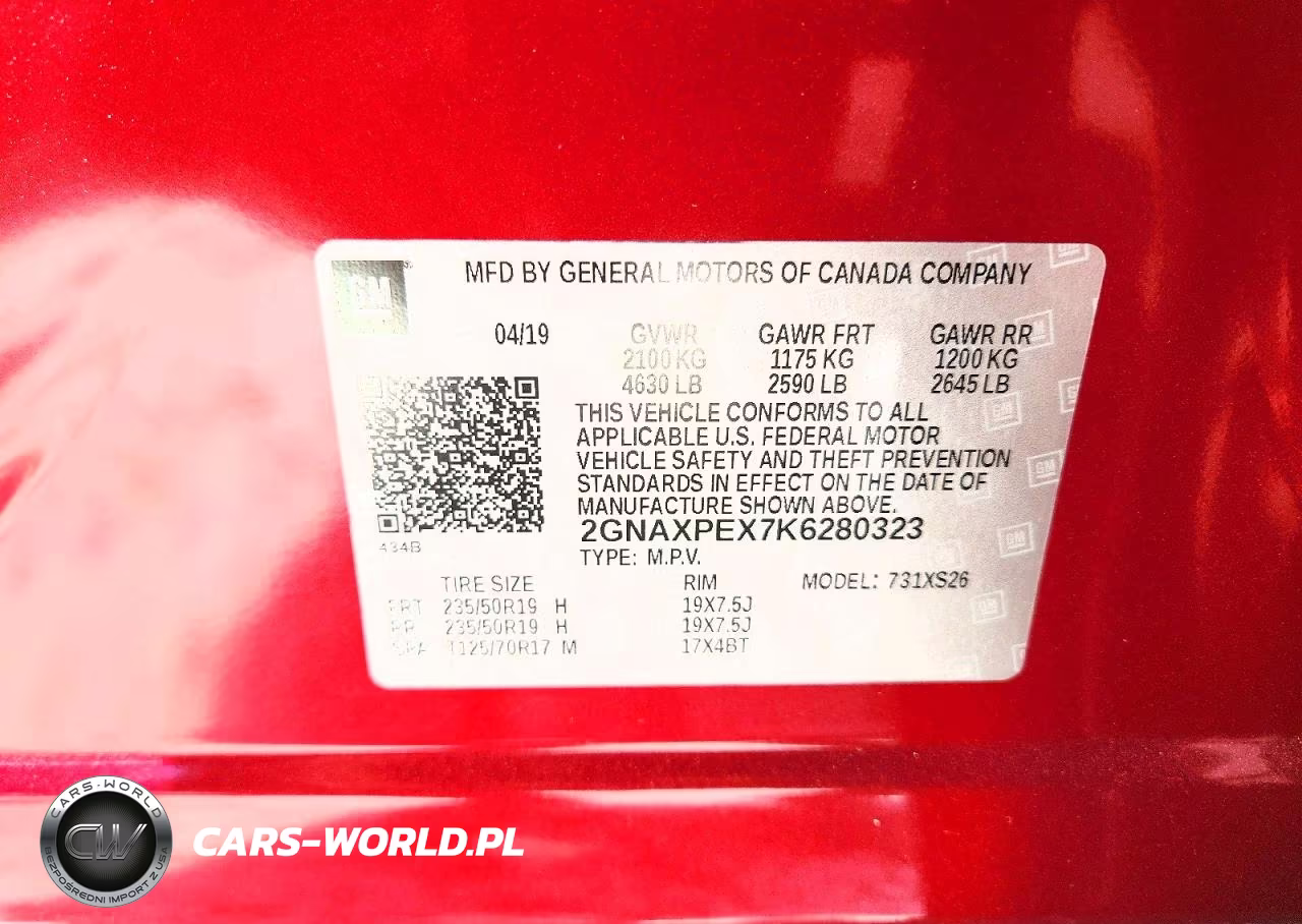 2019 Chevrolet Equinox Premier VIN:2GNAXPEX7K6280323 - 12