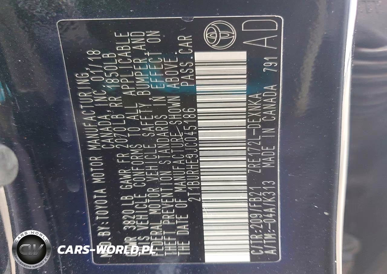 2018 Toyota Corolla Le VIN:2T1BURHE9JC045186 - 13