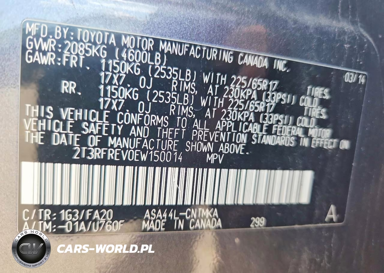 2014 Toyota Rav4 Xle VIN:2T3RFREV0EW150014 - 13