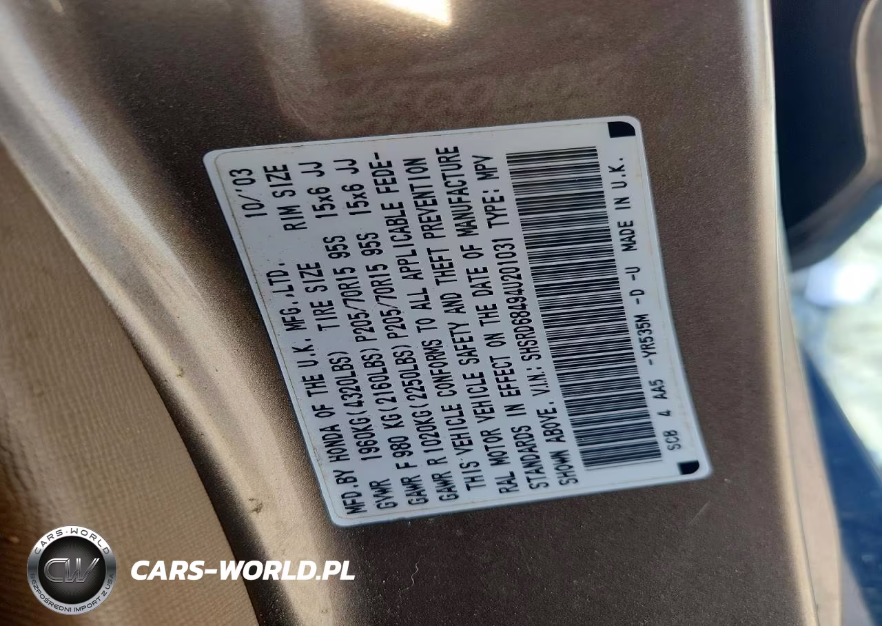 2004 Honda Cr-V Lx VIN:SHSRD68494U201031 - 13
