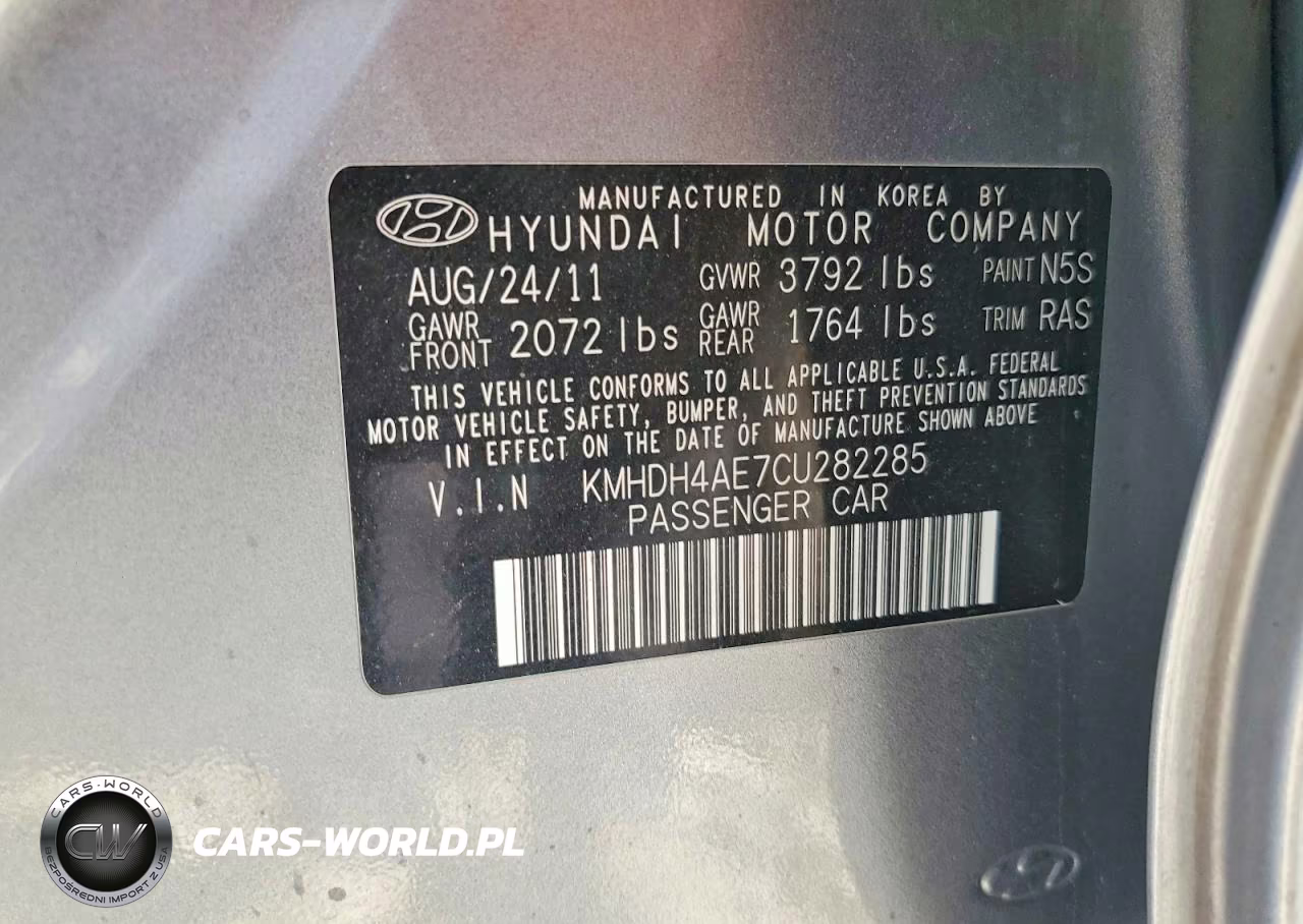 2012 Hyundai Elantra Gls (Ulsan Plant) VIN:KMHDH4AE7CU282285 - 12