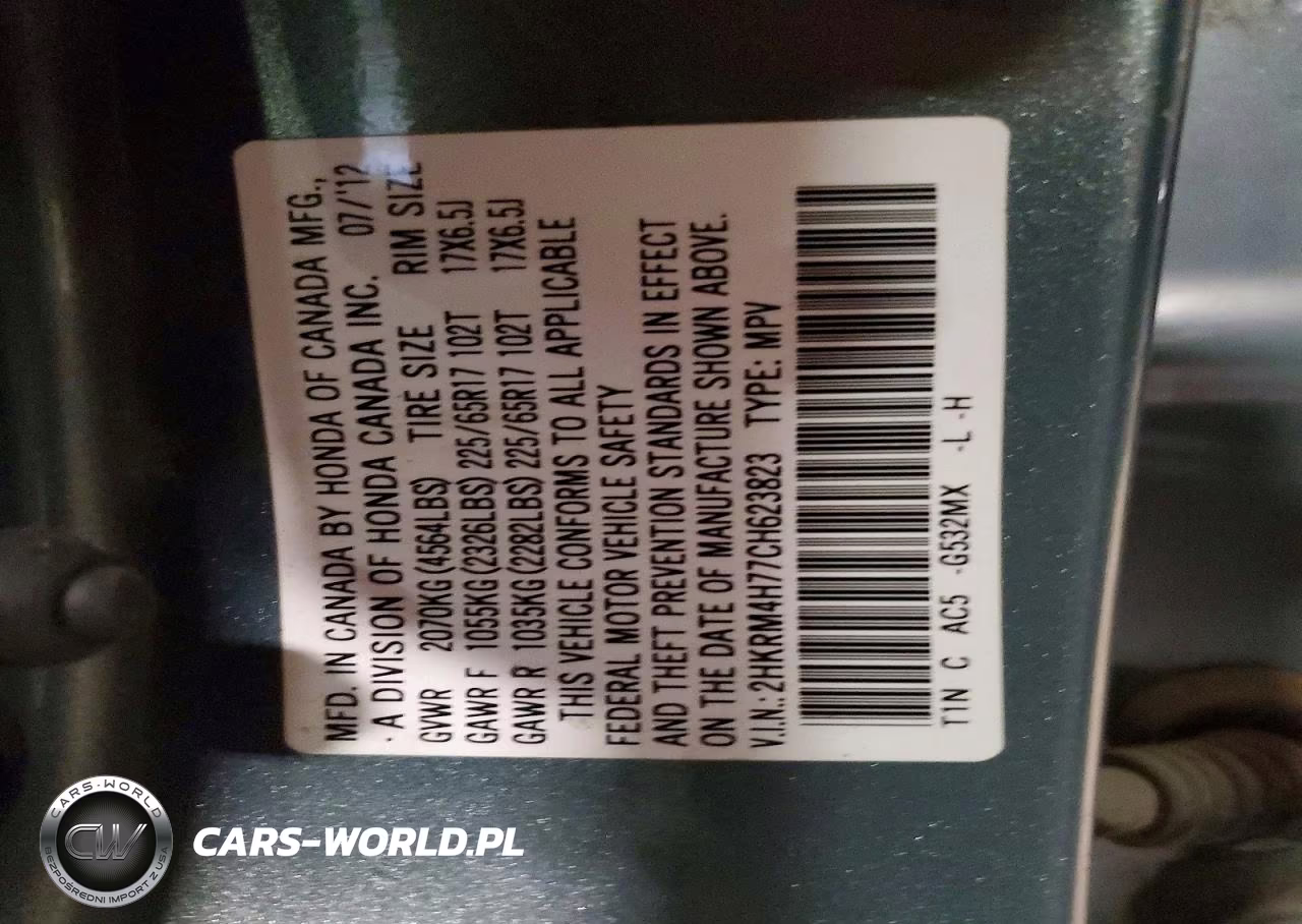 2012 Honda Cr-V Exl VIN:2HKRM4H77CH623823 - 14