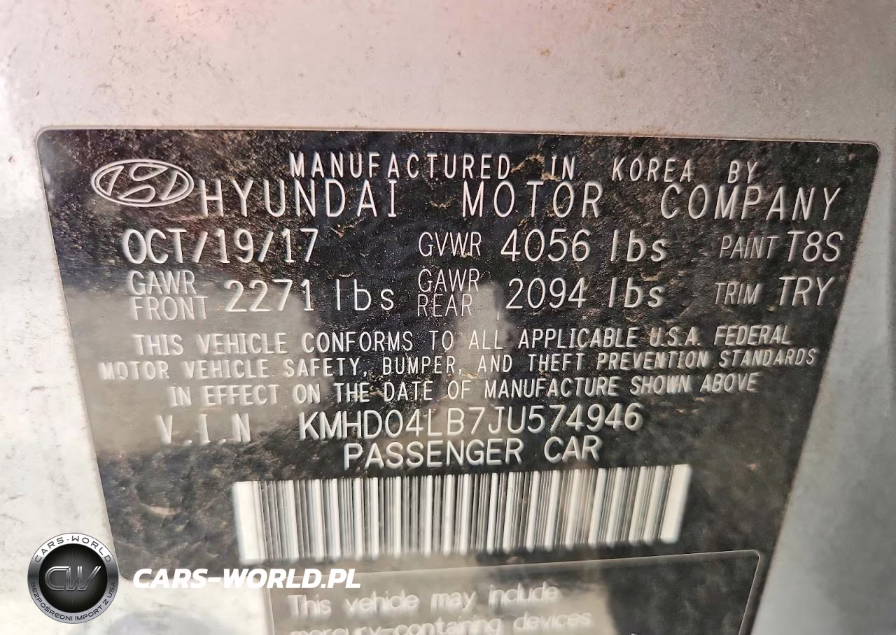 2018 Hyundai Elantra Sport VIN:KMHD04LB7JU574946 - 12