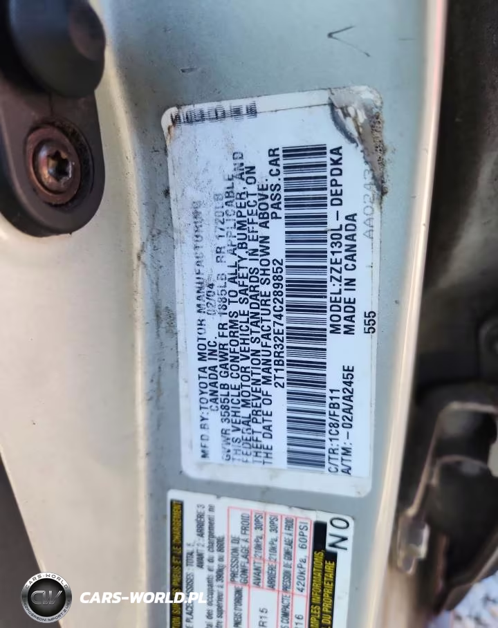 2004 Toyota Corolla Ce VIN:2T1BR32E74C289852 - 12