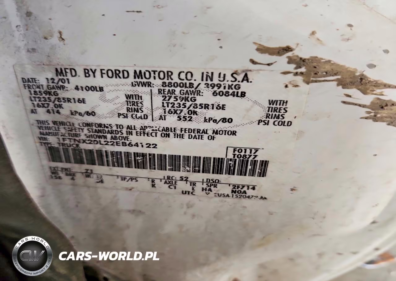 2002 Ford F250 Super Duty VIN:1FTNX20L22EB64122 - 12