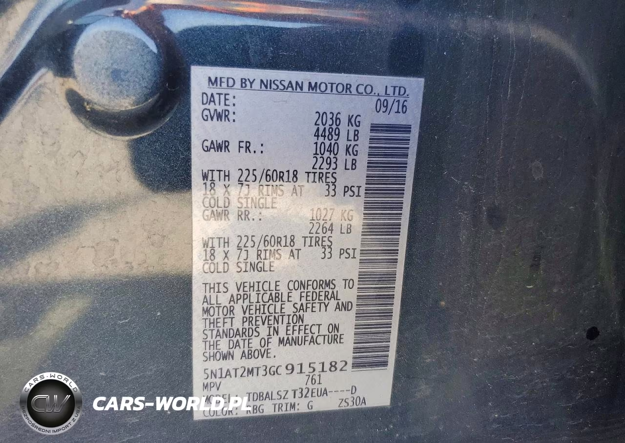 2016 Nissan Rogue Sl VIN:5N1AT2MT3GC915182 - 14
