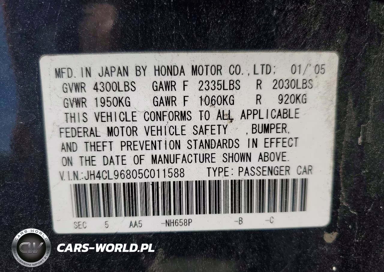 2005 Acura Tsx VIN:JH4CL96805C011588 - 12