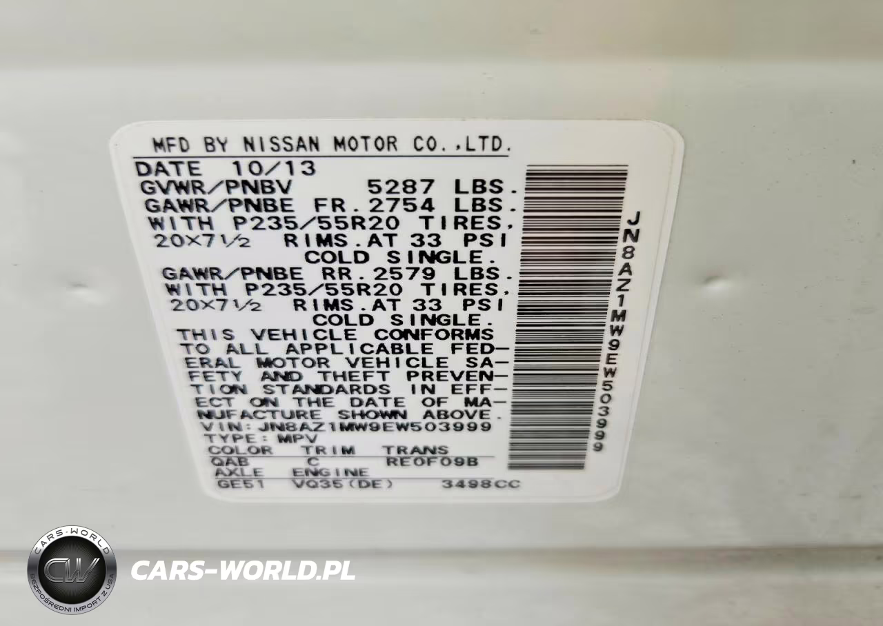 2014 Nissan Murano Le VIN:JN8AZ1MW9EW503999 - 13