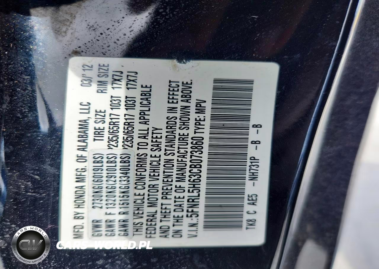2012 Honda Odyssey Exl VIN:5FNRL5H63CB073860 - 13
