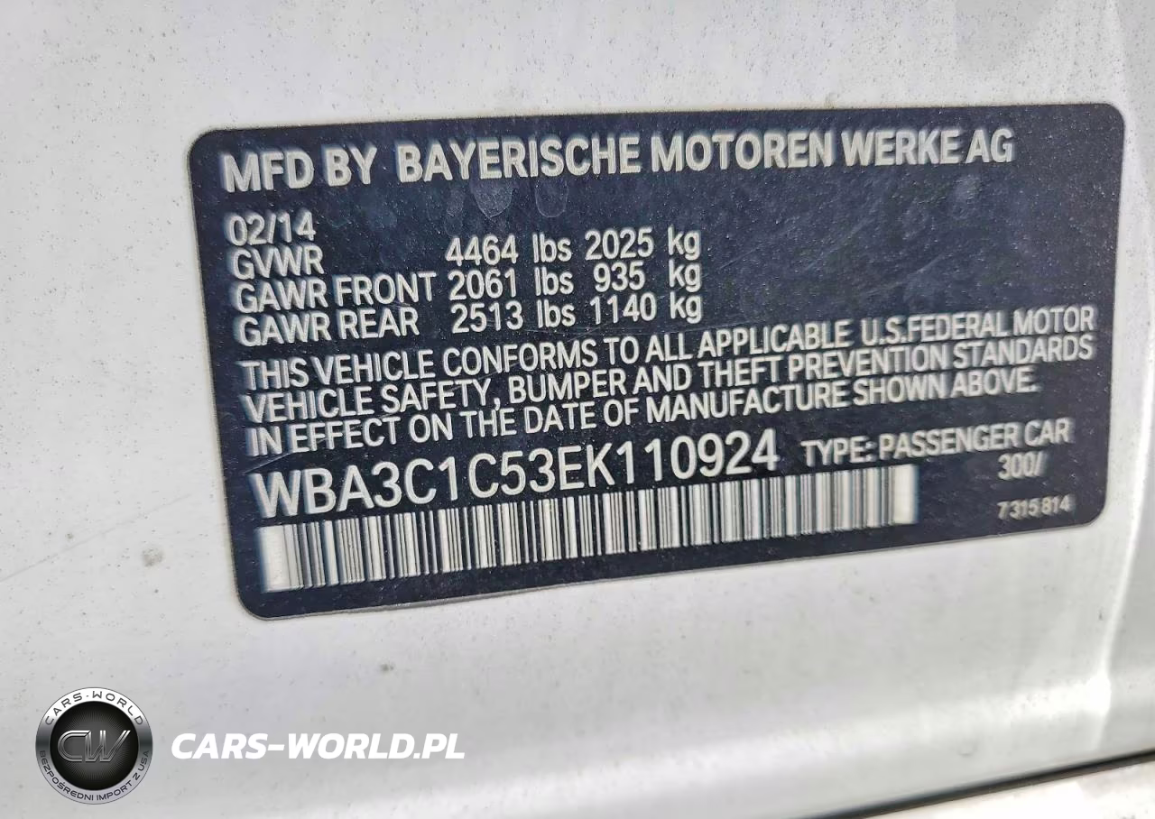 2014 BMW 328 I Sulev VIN:WBA3C1C53EK110924 - 12