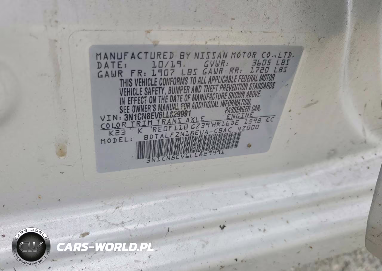 2020 Nissan Versa Sv VIN:3N1CN8EV6LL829991 - 12