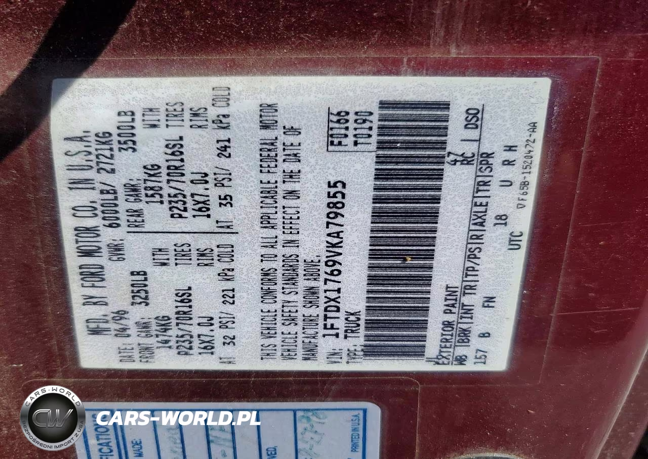 1997 Ford F150 VIN:1FTDX1769VKA79855 - 12
