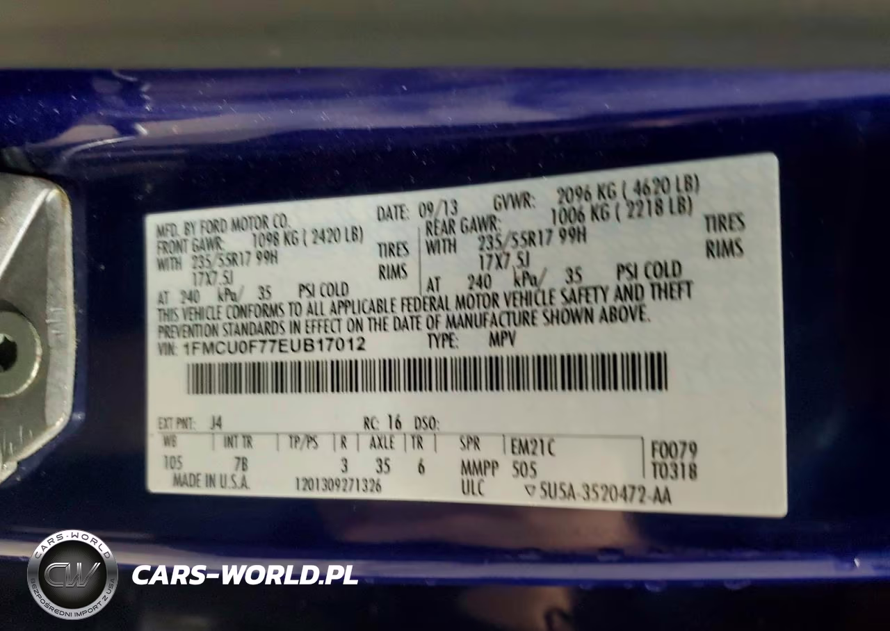 2014 Ford Escape S VIN:1FMCU0F77EUB17012 - 13