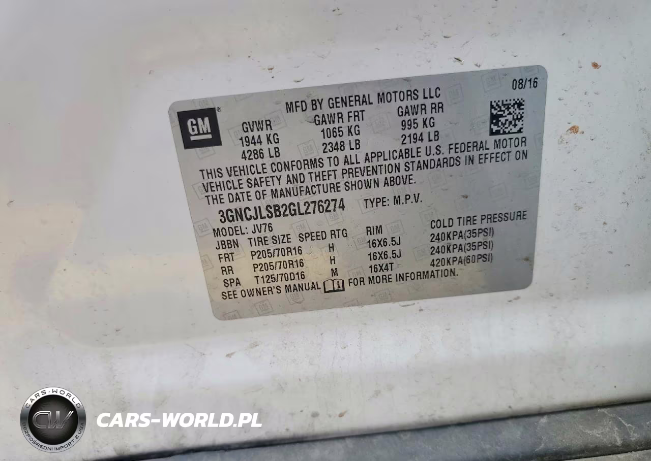 2016 Chevrolet Trax 1Lt VIN:3GNCJLSB2GL276274 - 13