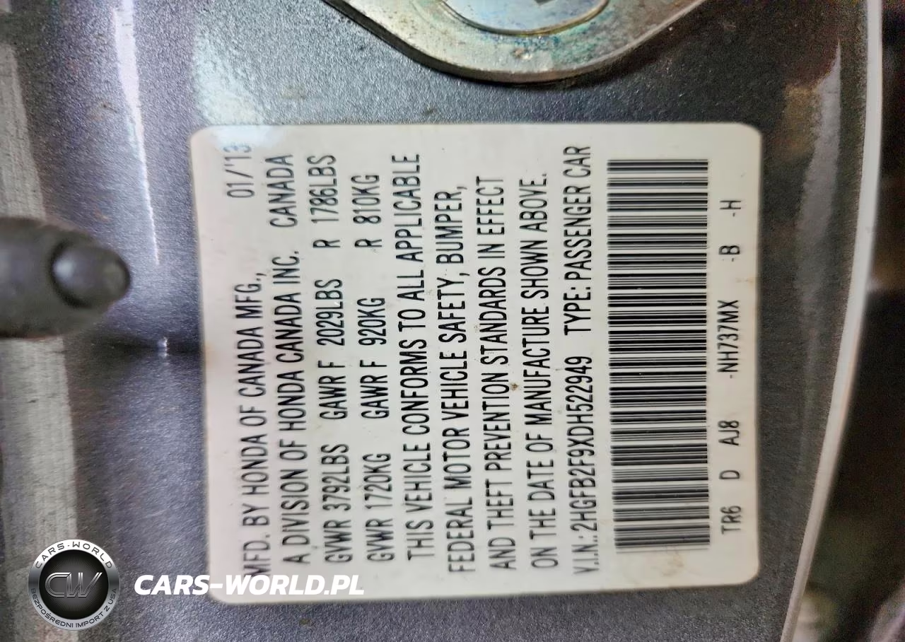 2013 Honda Civic Exl VIN:2HGFB2F9XDH522949 - 12