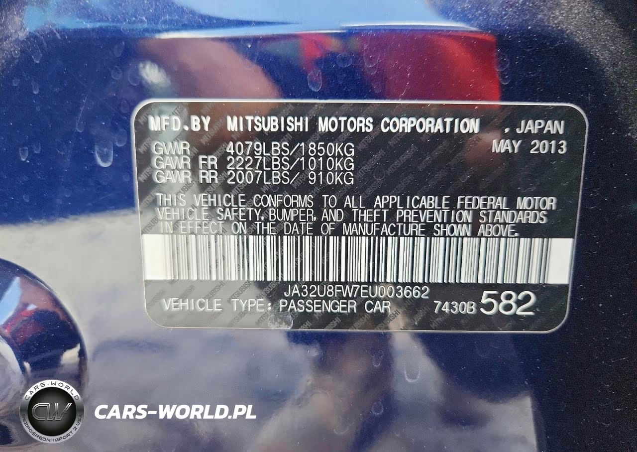 2014 Mitsubishi Lancer Gt VIN:JA32U8FW7EU003662 - 12