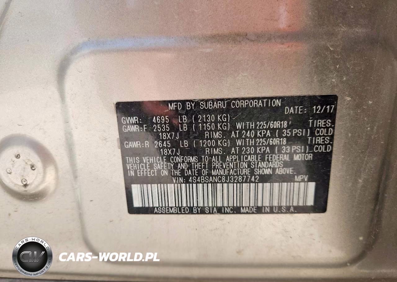 2018 Subaru Outback 2.5I Limited VIN:4S4BSANC8J3287742 - 14