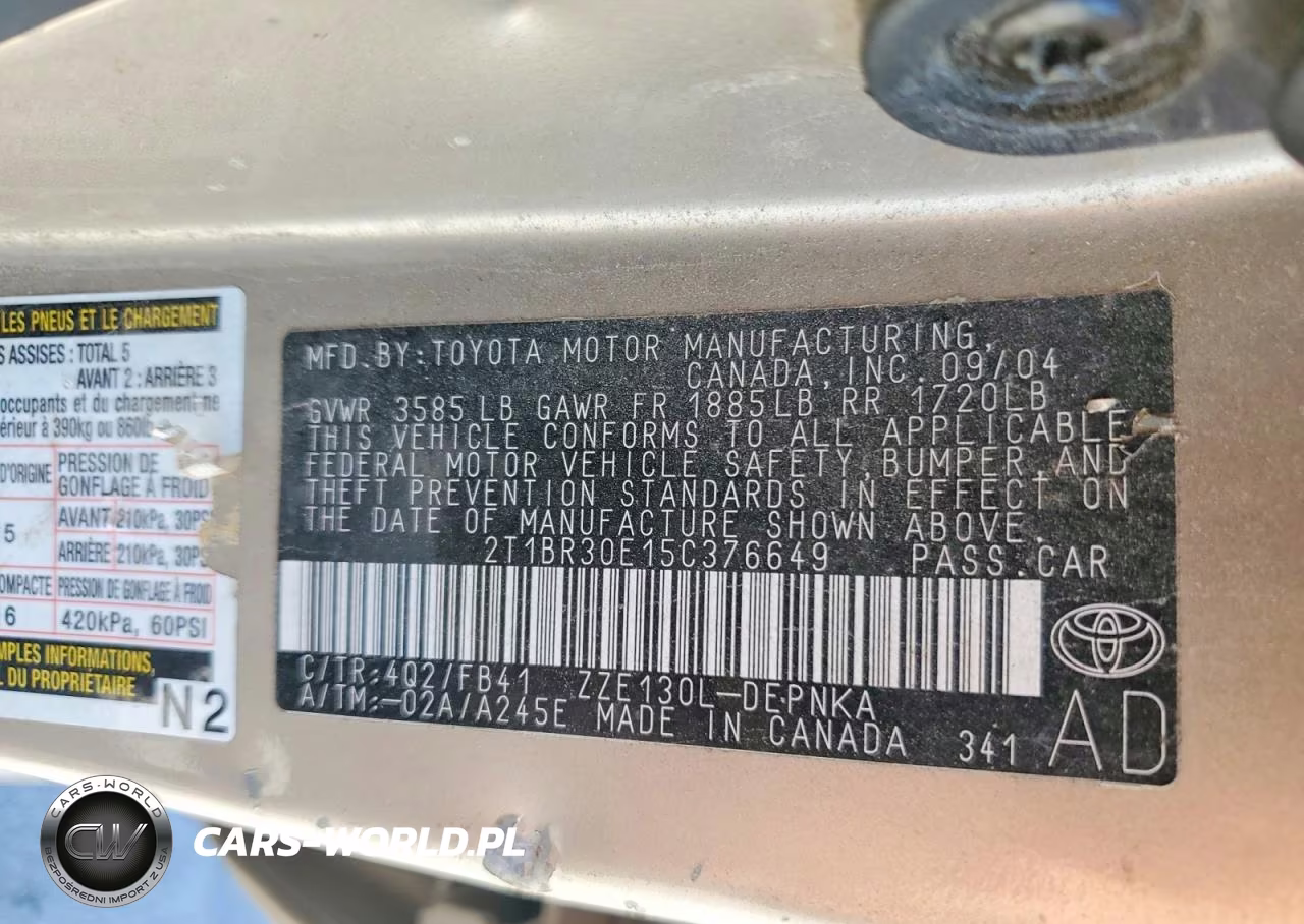 2005 Toyota Corolla Le VIN:2T1BR30E15C376649 - 12