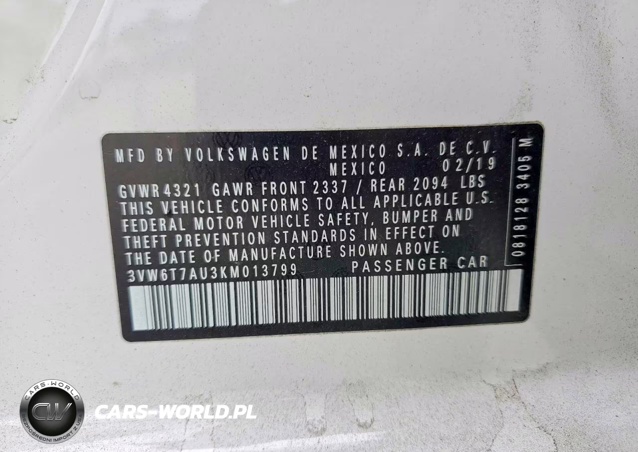 2019 Volkswagen Gti S VIN:3VW6T7AU3KM013799 - 12