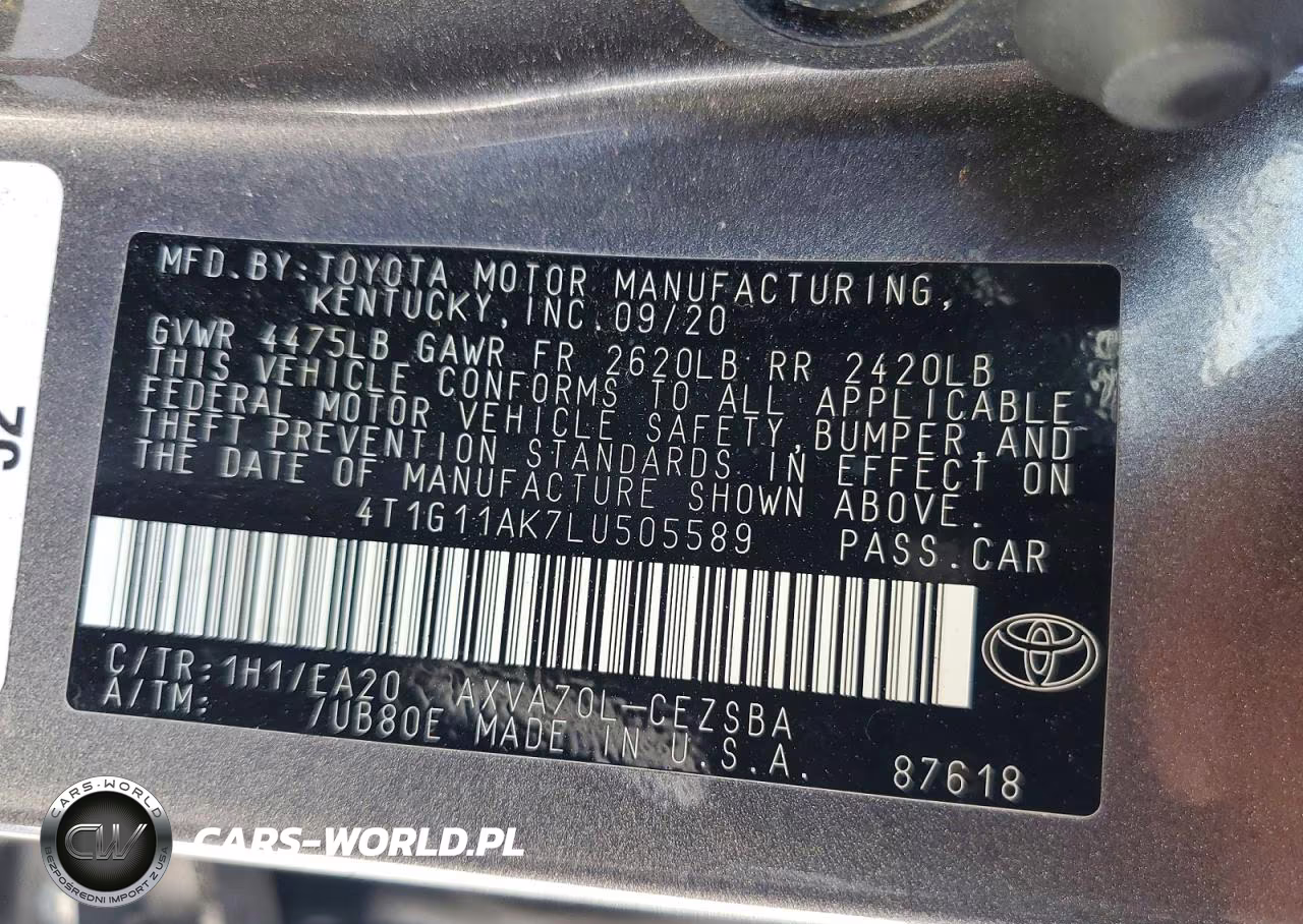 2020 Toyota Camry Se VIN:4T1G11AK7LU505589 - 12