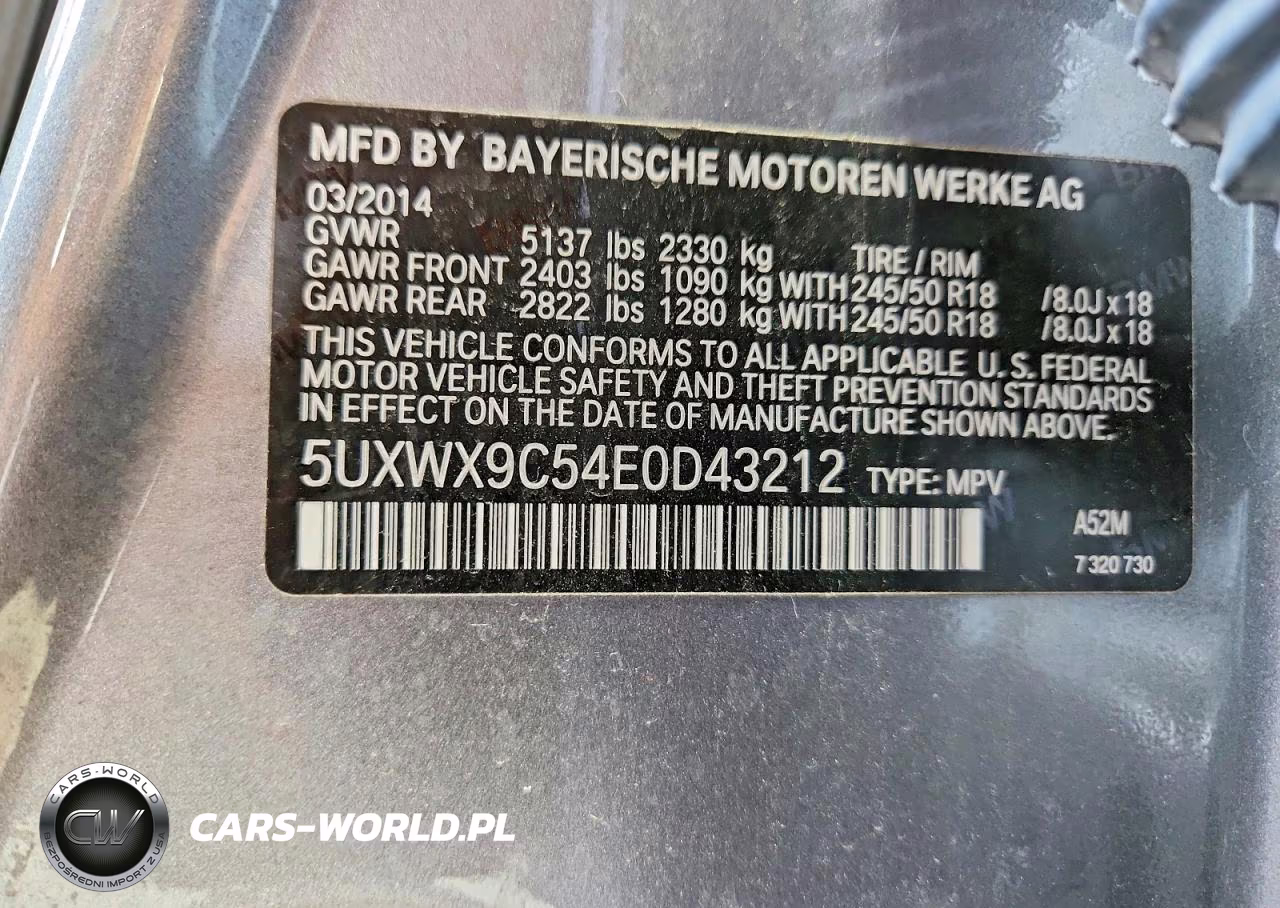 2014 BMW X3 xDrive28I VIN:5UXWX9C54E0D43212 - 13