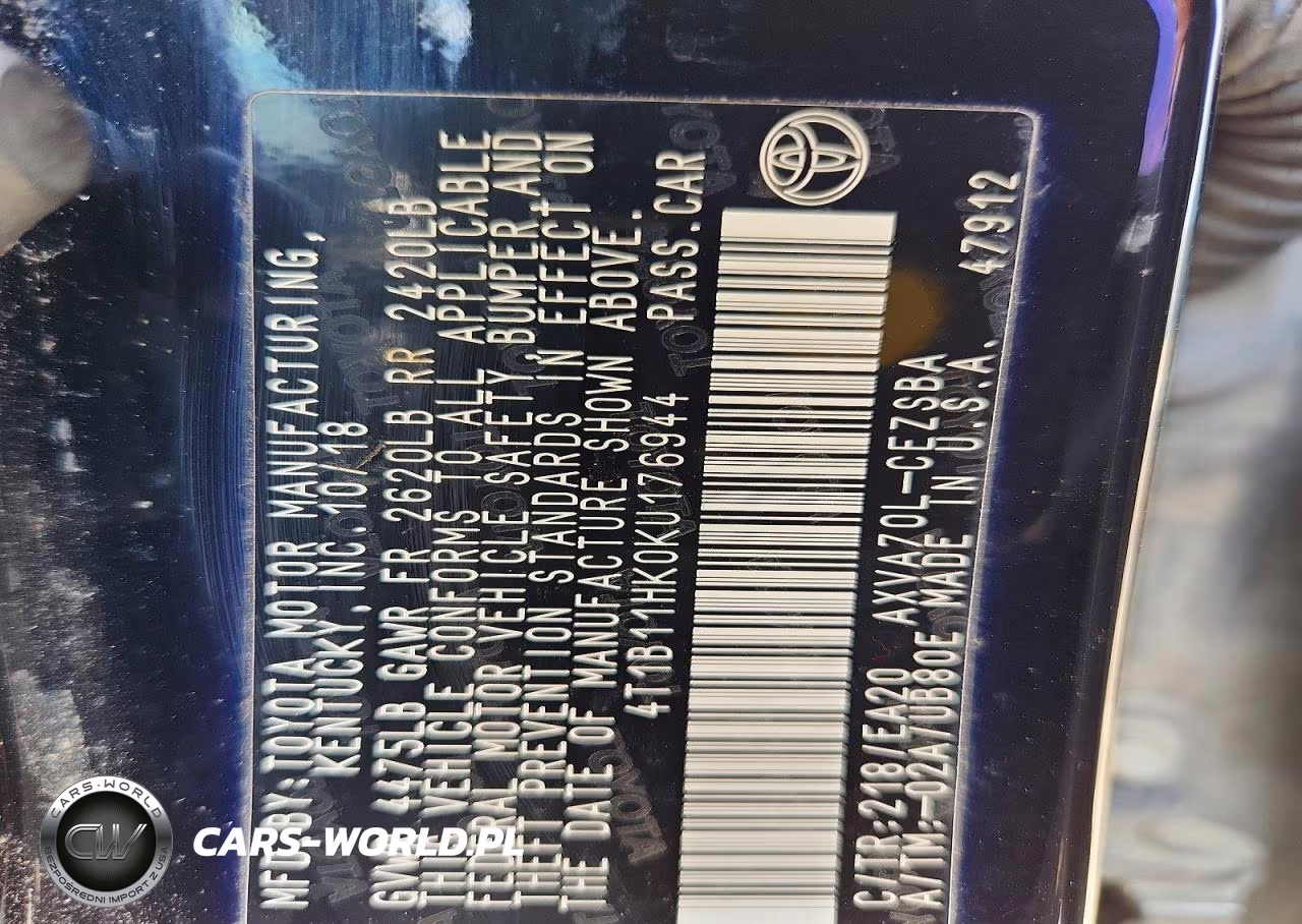 2019 Toyota Camry Se VIN:4T1B11HK0KU176944 - 12