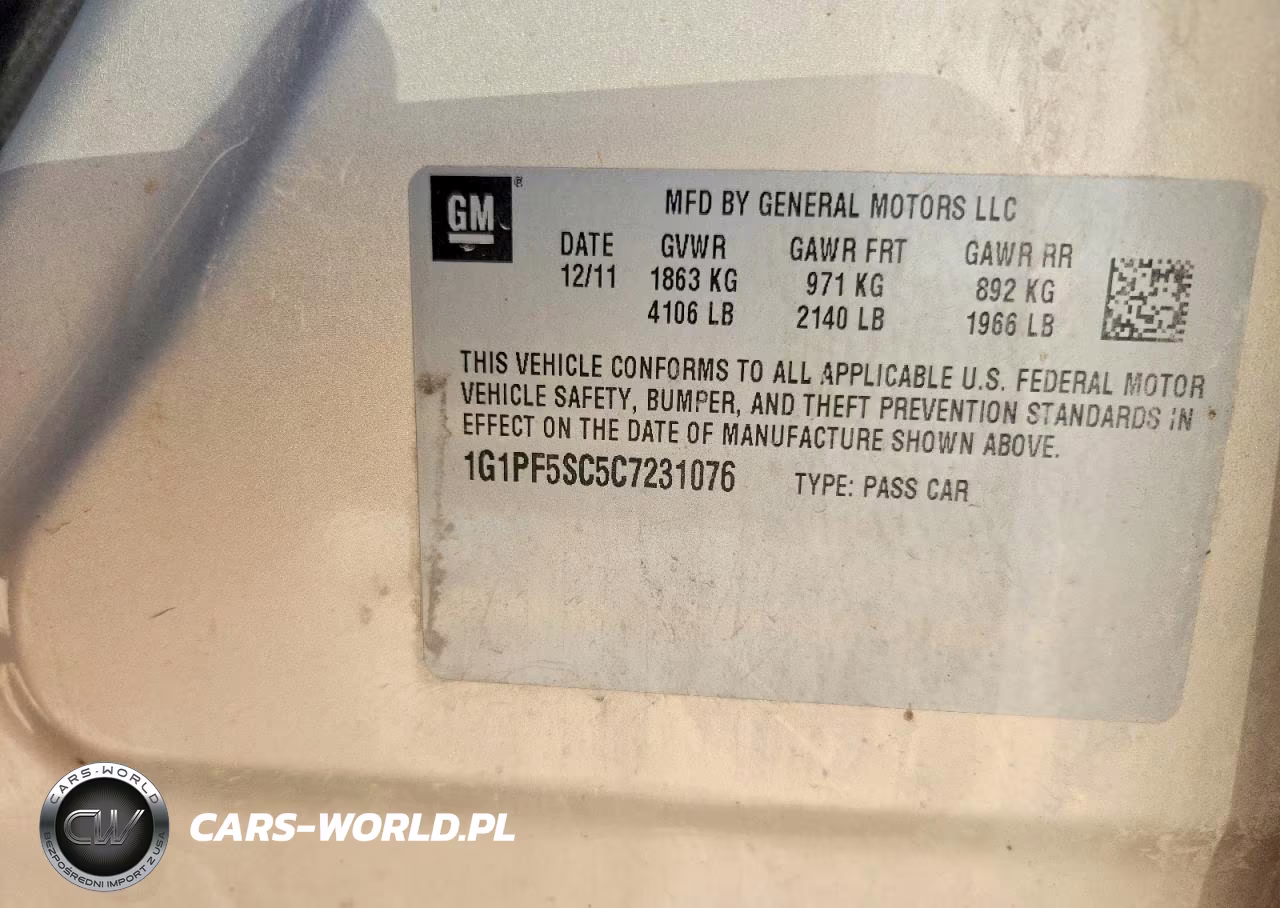 2012 Chevrolet Cruze Lt VIN:1G1PF5SC5C7231076 - 12