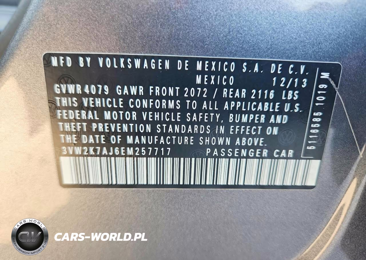 2014 Volkswagen Jetta Base VIN:3VW2K7AJ6EM257717 - 15