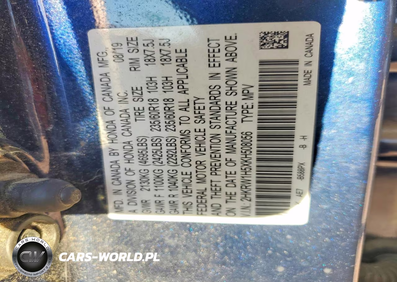 2019 Honda Cr-V Ex VIN:2HKRW1H5XKH508056 - 13