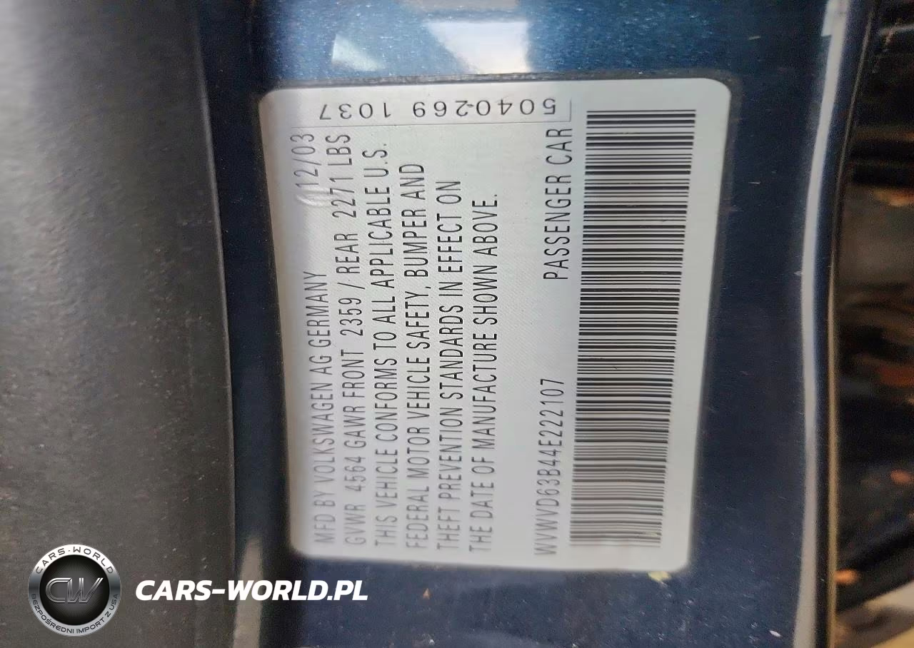 2004 Volkswagen Passat Gls VIN:WVWVD63B44E222107 - 12