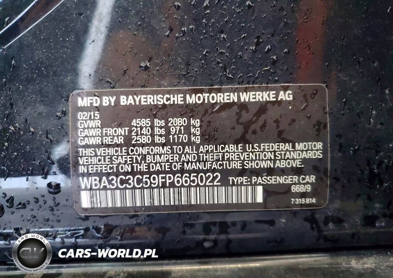 2015 BMW 320 I xDrive VIN:WBA3C3C59FP665022 - 12