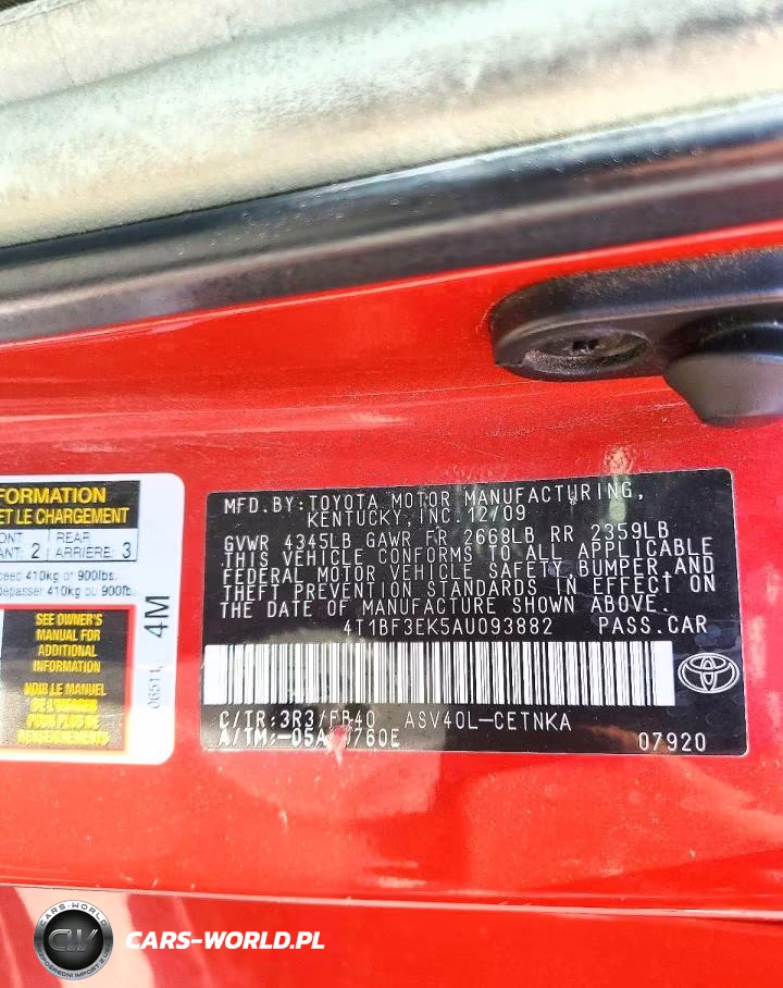 2010 Toyota Camry Le VIN:4T1BF3EK5AU093882 - 12