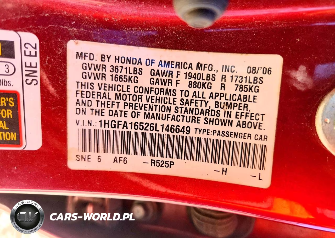 2006 Honda Civic Lx VIN:1HGFA16526L146649 - 13