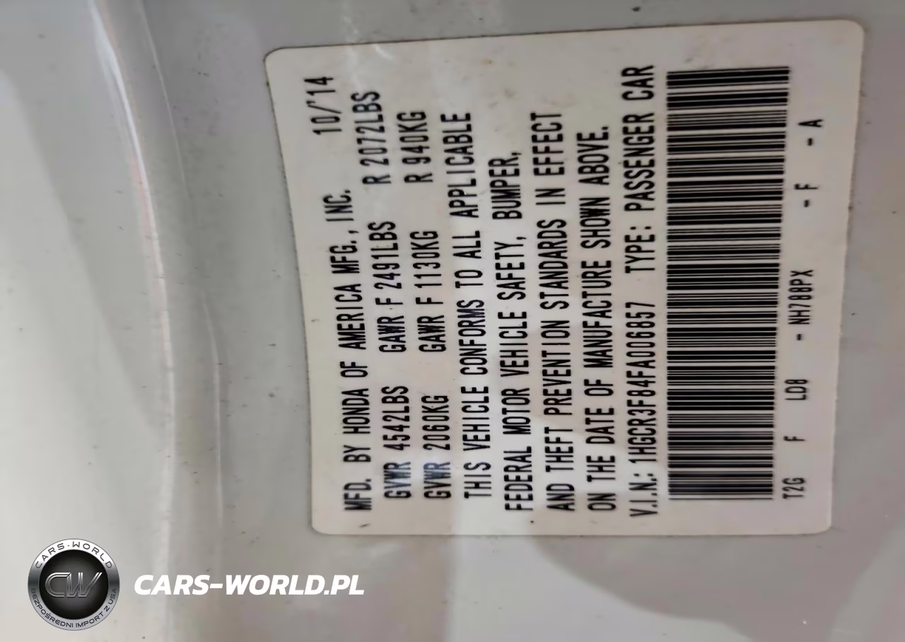 2015 Honda Accord Exl VIN:1HGCR3F84FA006857 - 12