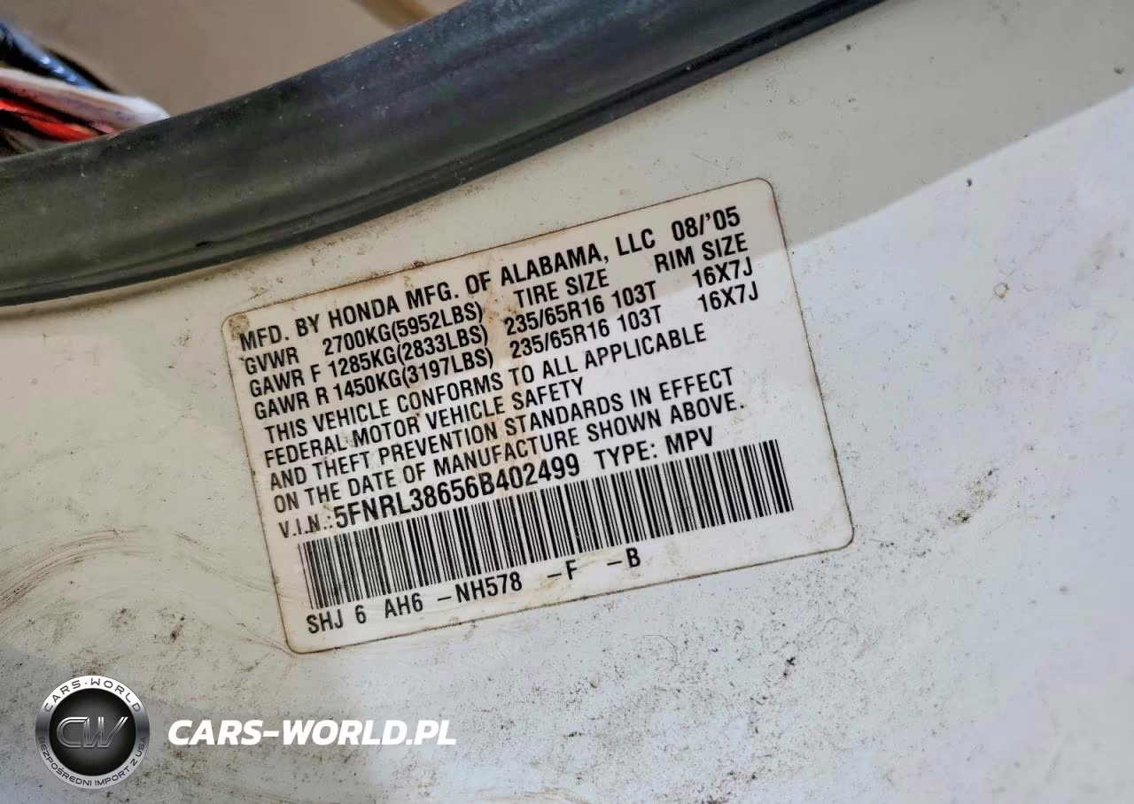 2006 Honda Odyssey Exl VIN:5FNRL38656B402499 - 13