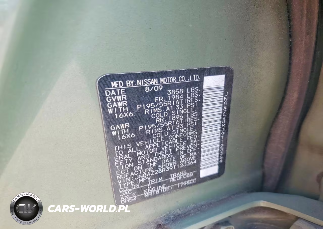 2009 Nissan Cube 1.8 VIN:JN8AZ28R39T123364 - 12
