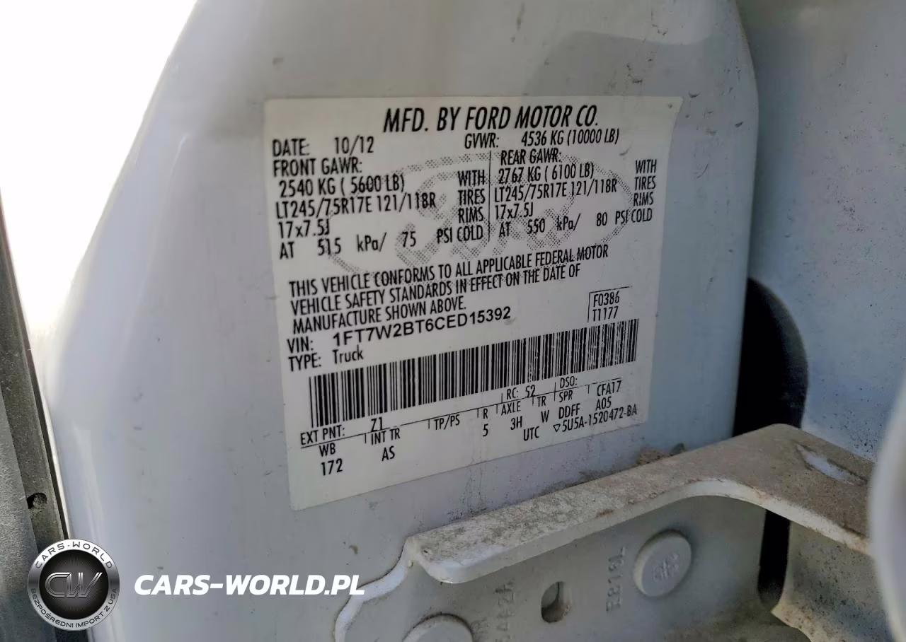 2012 Ford F250 Super Duty VIN:1FT7W2BT6CED15392 - 12