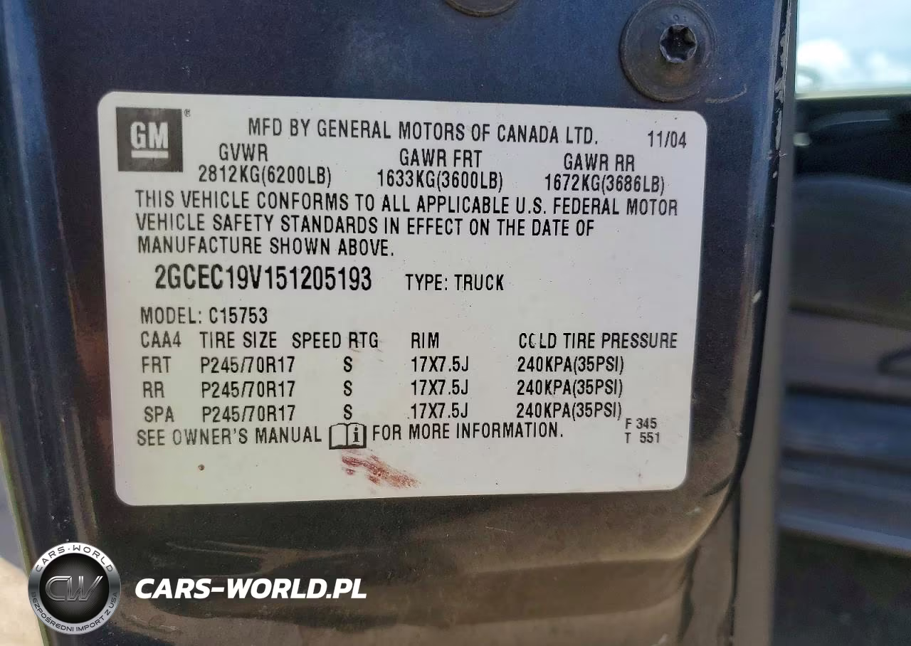 2005 Chevrolet Silverado C1500 VIN:2GCEC19V151205193 - 12