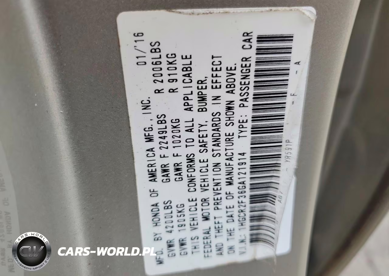 2016 Honda Accord VIN:1HGCR2F36GA121914 - 13
