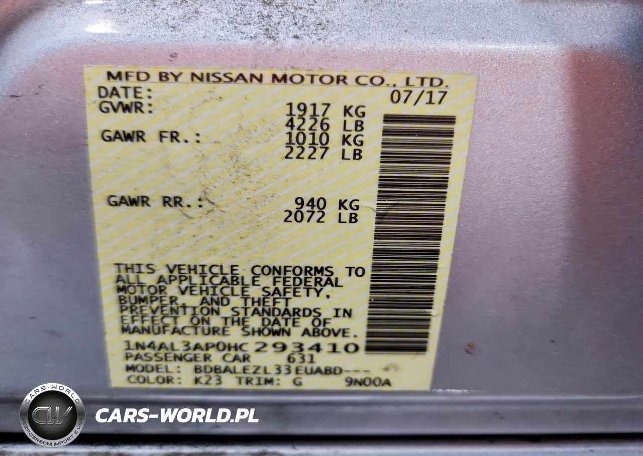 2017 Nissan Altima 2.5 S VIN:1N4AL3AP0HC293410 - 12