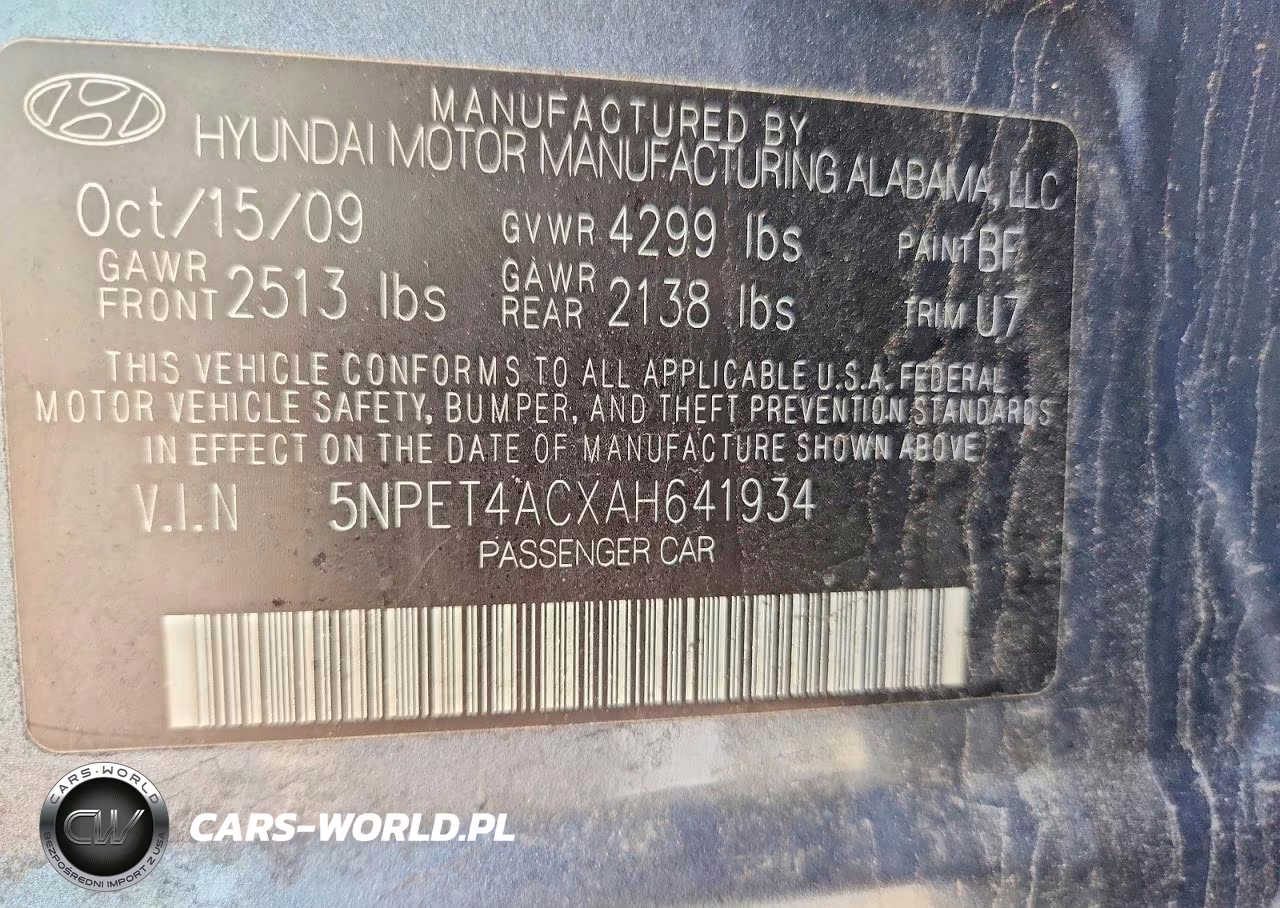 2010 Hyundai Sonata Gls VIN:5NPET4ACXAH641934 - 12