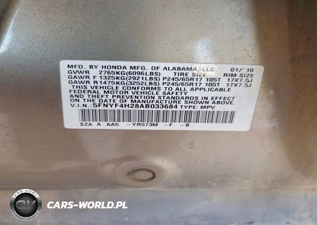 2010 Honda Pilot Lx VIN:5FNYF4H28AB033684 - 14