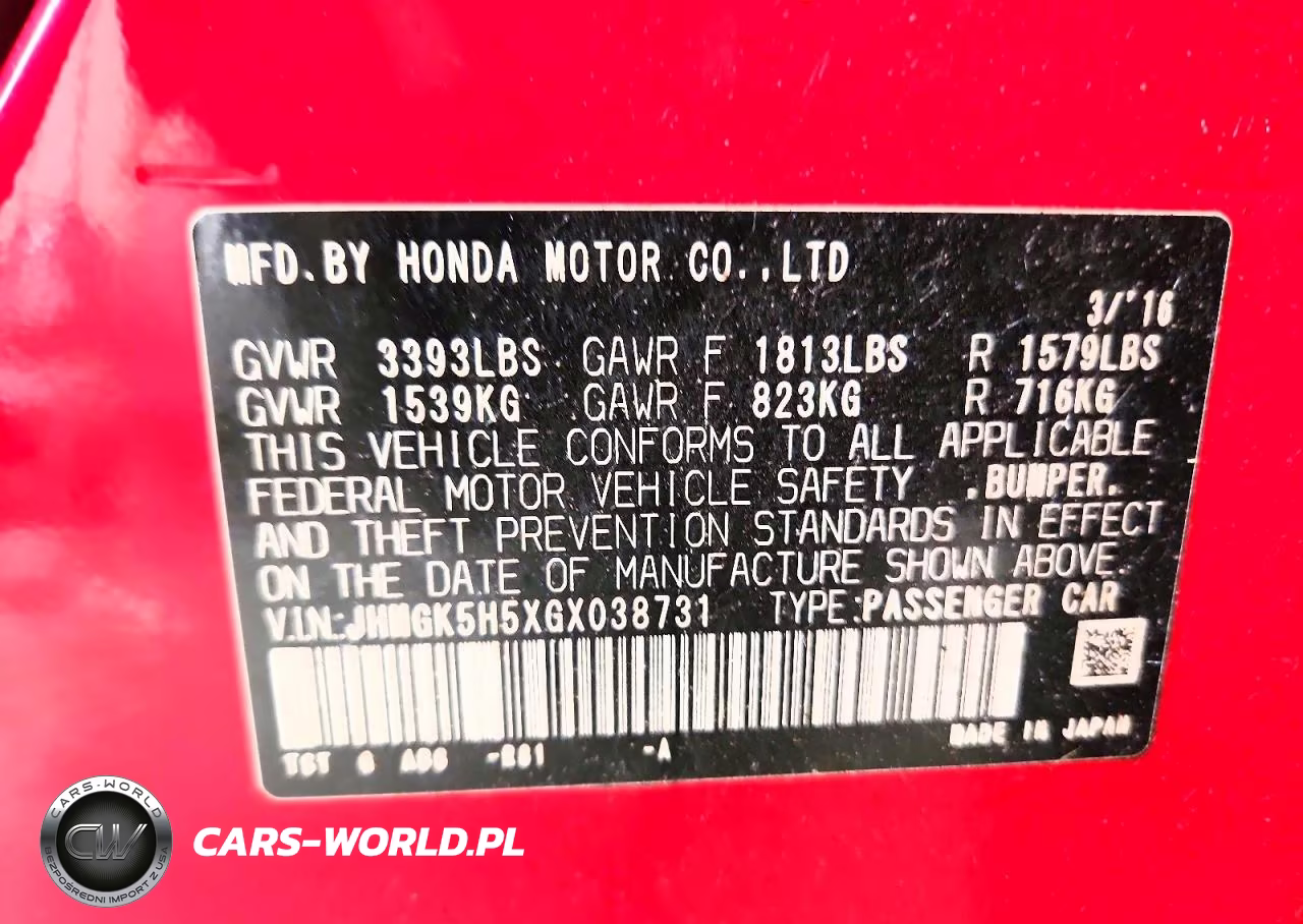 2016 Honda Fit Lx VIN:JHMGK5H5XGX038731 - 12