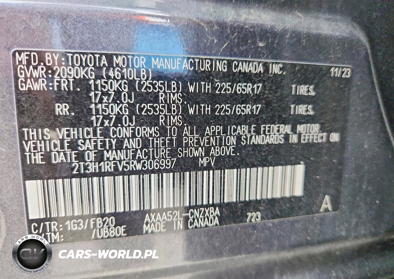 2024 Toyota Rav4 Le VIN:2T3H1RFV5RW306997 - 14