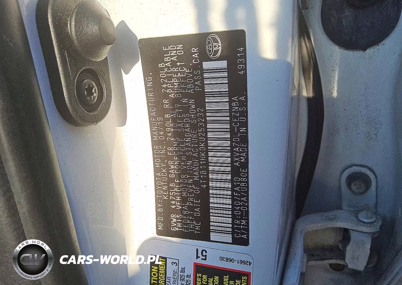 2019 Toyota Camry Le VIN:4T1B11HK0KU253232 - 12