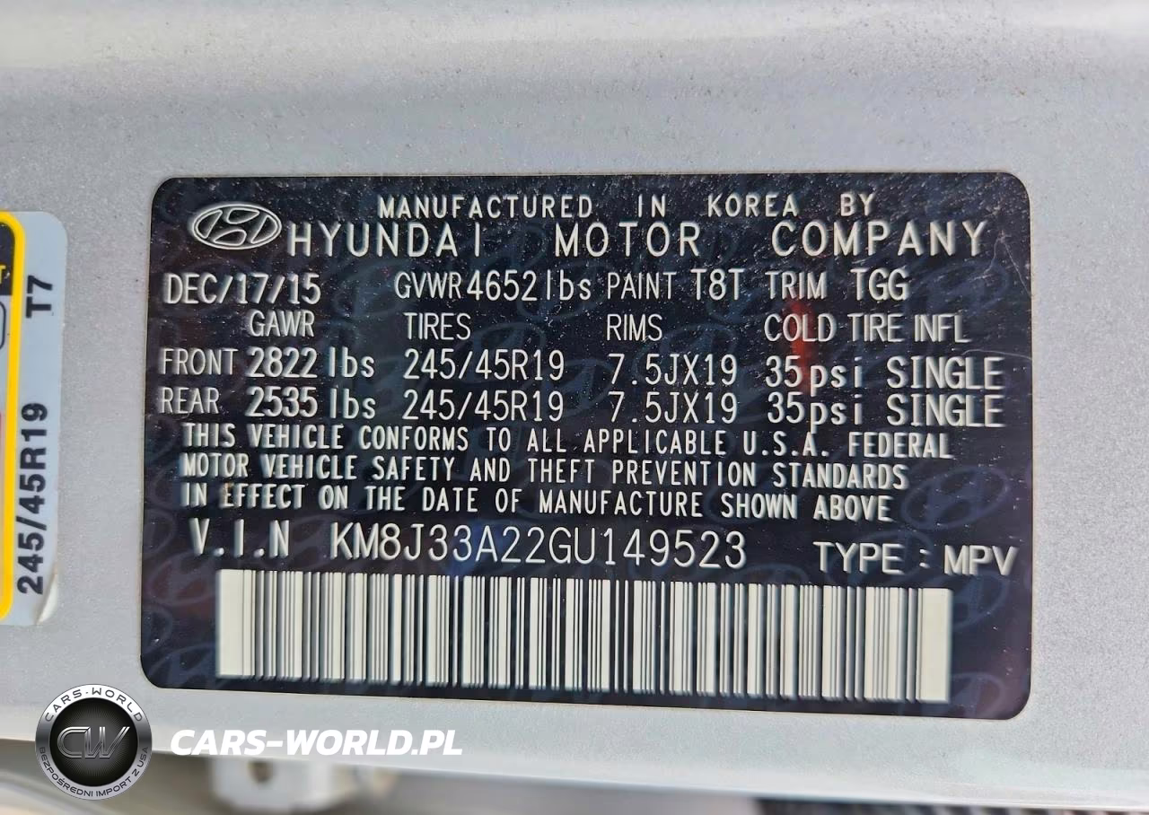 2016 Hyundai Tucson Sport VIN:KM8J33A22GU149523 - 13